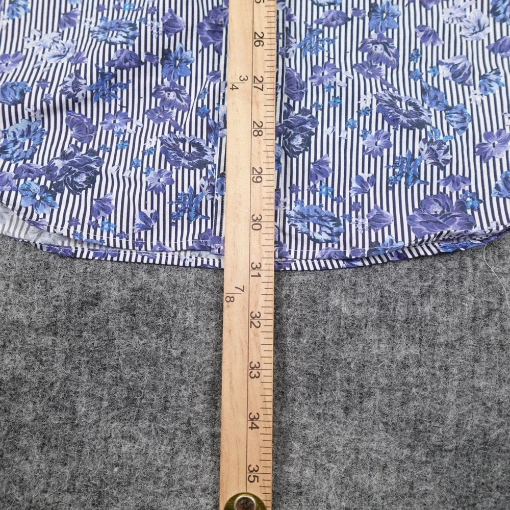 1 Like No Other London Shirt Mens XXL Blue Floral Stripe‎ Long Sleeve Casual
